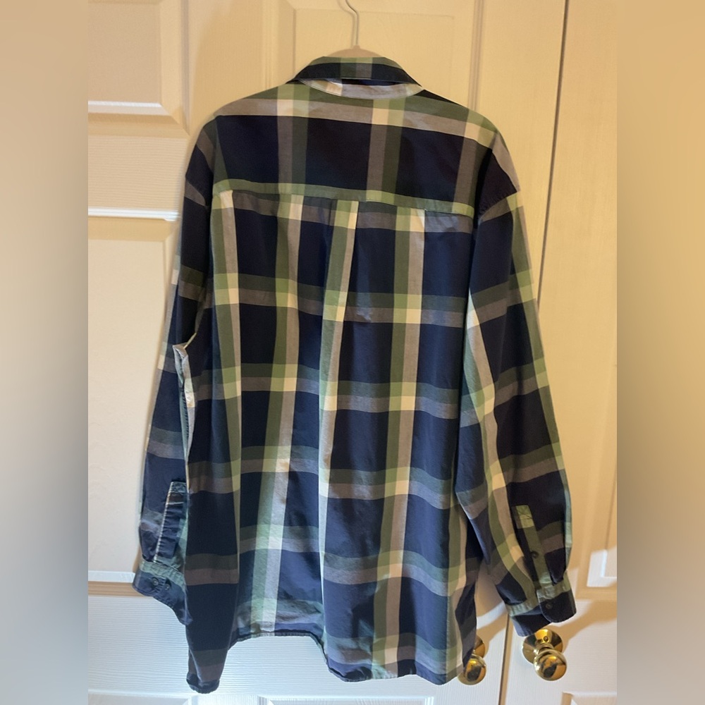 Timberland Men's Navy and Green Plaid Long Sleeve Shirt - Picture 6 of 7